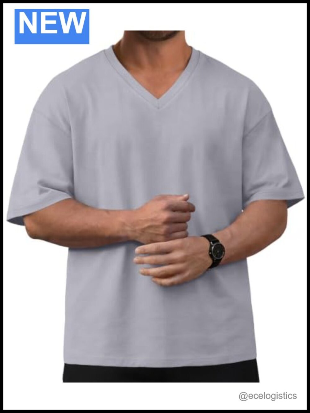 Oversized V-Neck Graphic Tee - Streetwear Basic Top